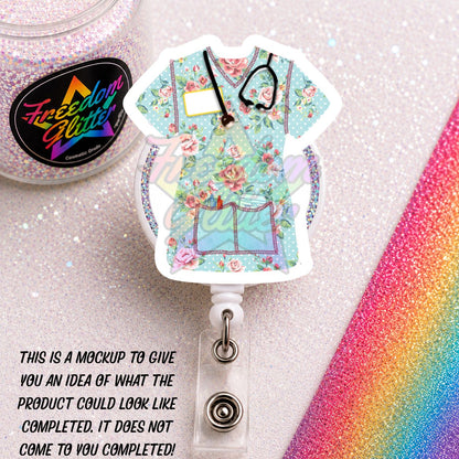Healthcare Worker - Scrubs 6 2" Badge Reel Acrylic Blank