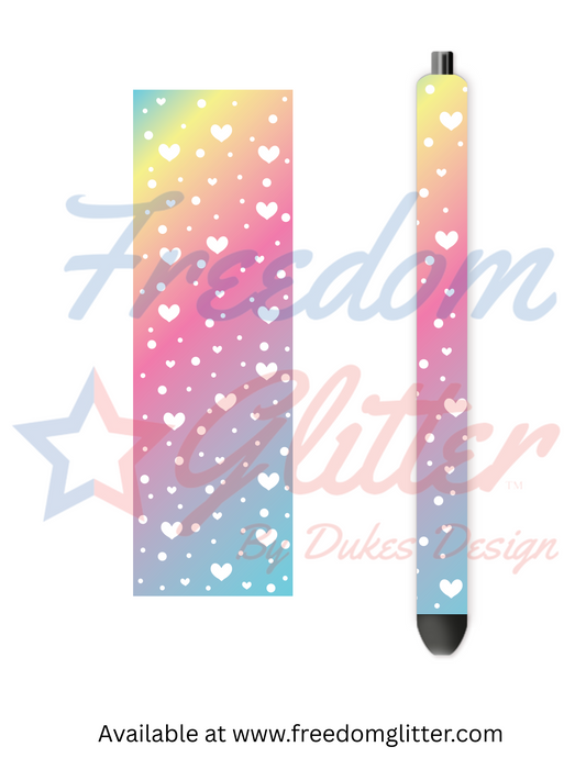Heart Rainbow 1 Pen Wrap (Vinyl)