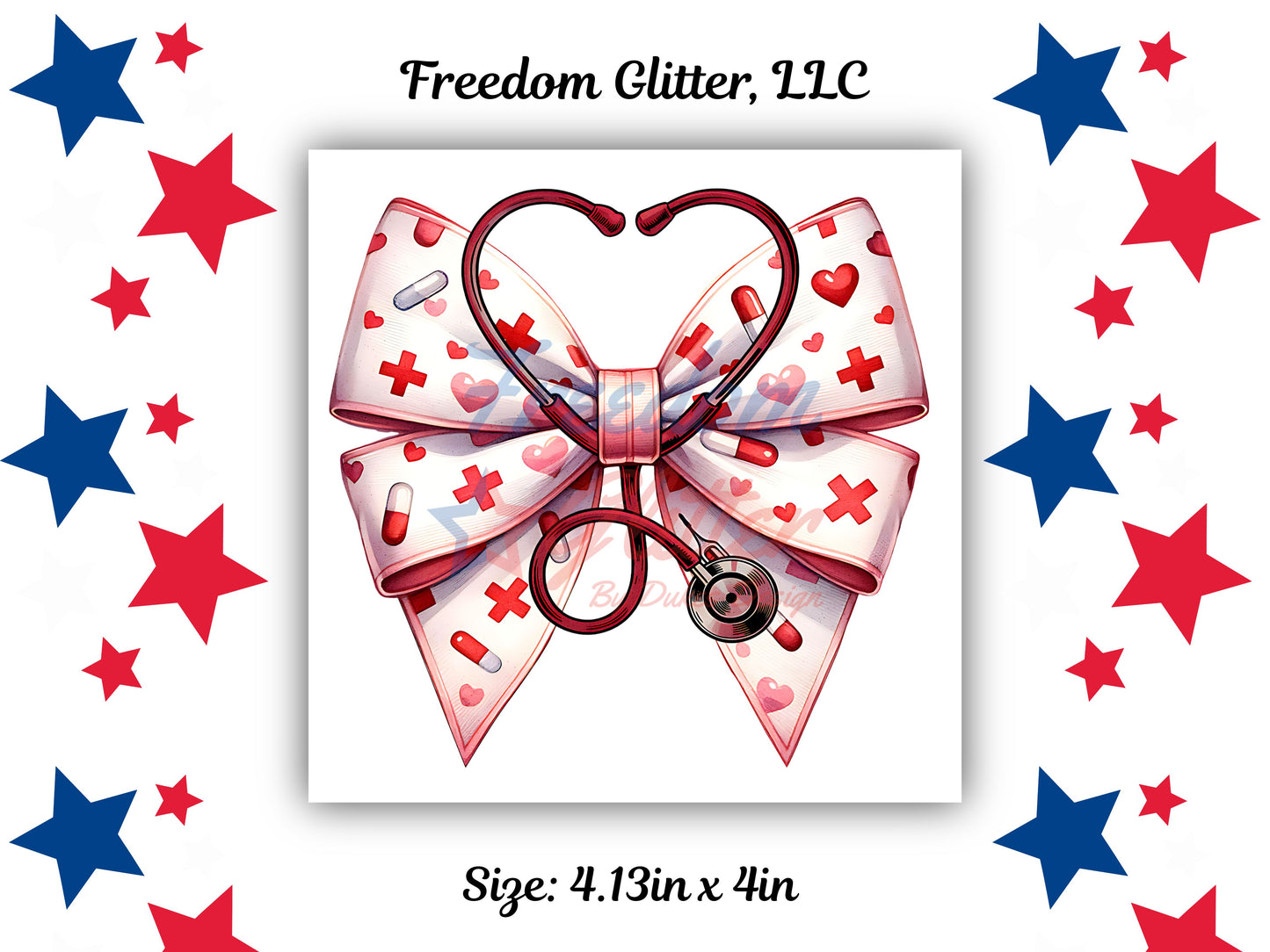 Heart Stethoscope Bow Decal (UVDTF)