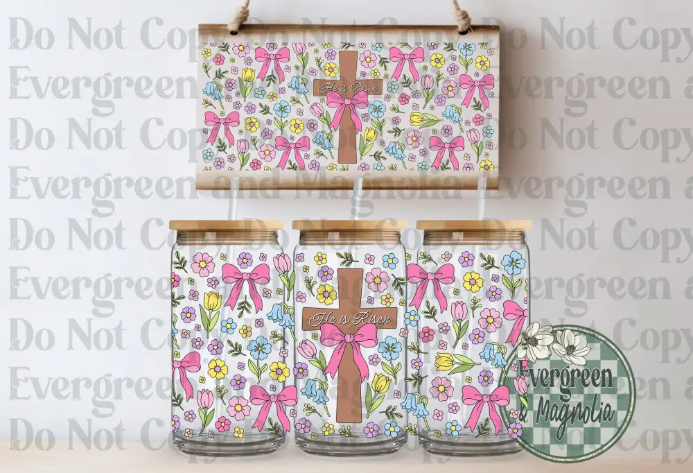He Is Risen Cross (Pink)
