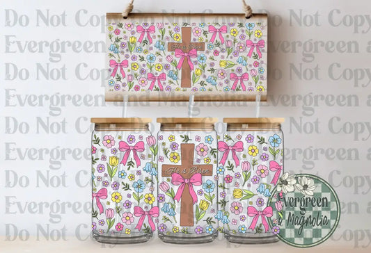 He Is Risen Cross (Pink)