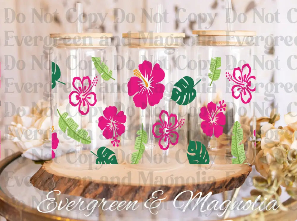 Hibiscus pink & Green