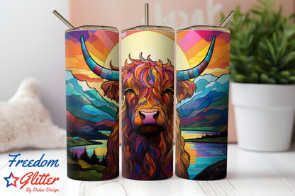 Highland Cow Stained Glass (Printed Vinyl)