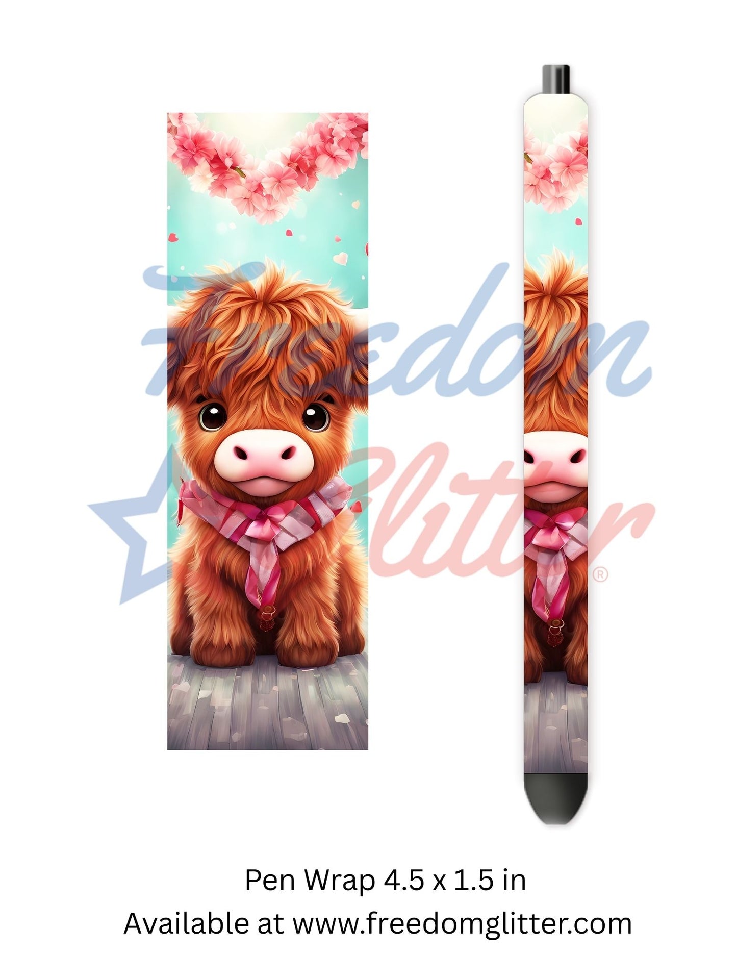 Highland Cow & Hearts 1 (Printed Vinyl)