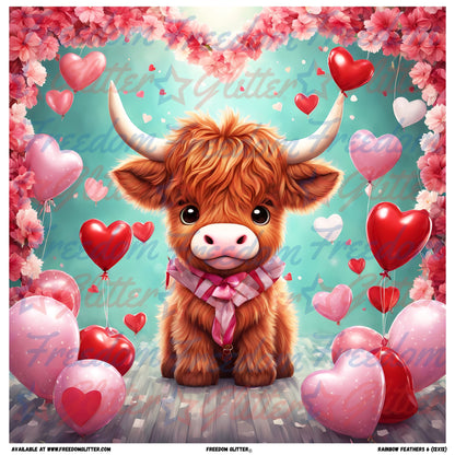 Highland Cow & Hearts 1 (Printed Vinyl)