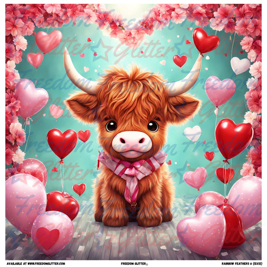 Highland Cow & Hearts 1 (Printed Vinyl)
