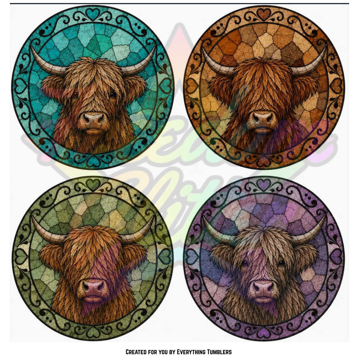 Highland Stained Glass 4 Circles (Printed Vinyl)