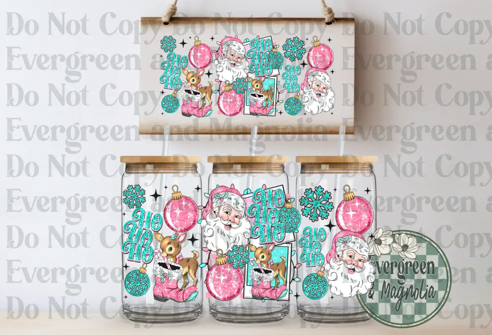 Ho Ho Ho (Teal & Pink)