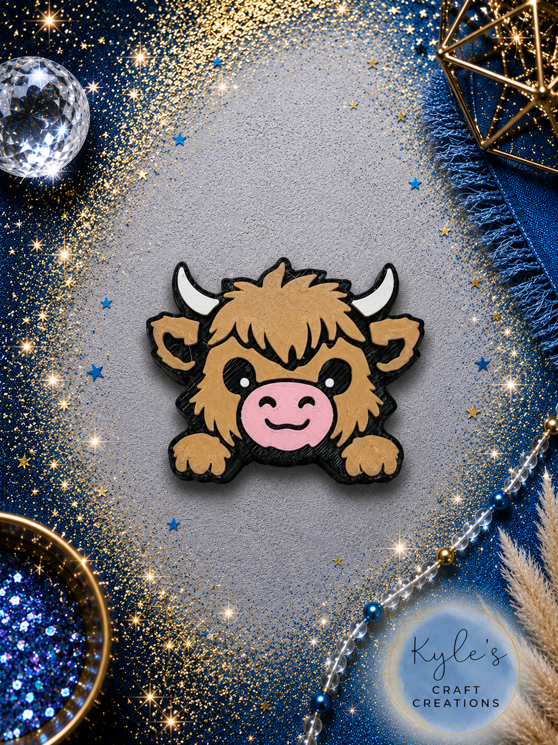 Highland Cow Straw Topper