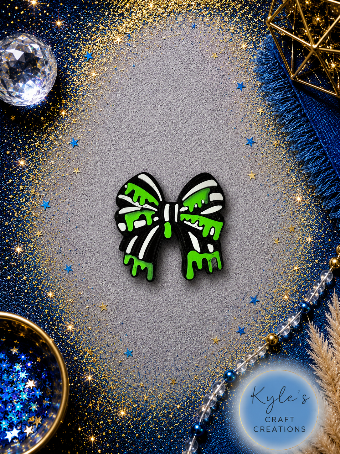 Green Slime Bow Straw Topper