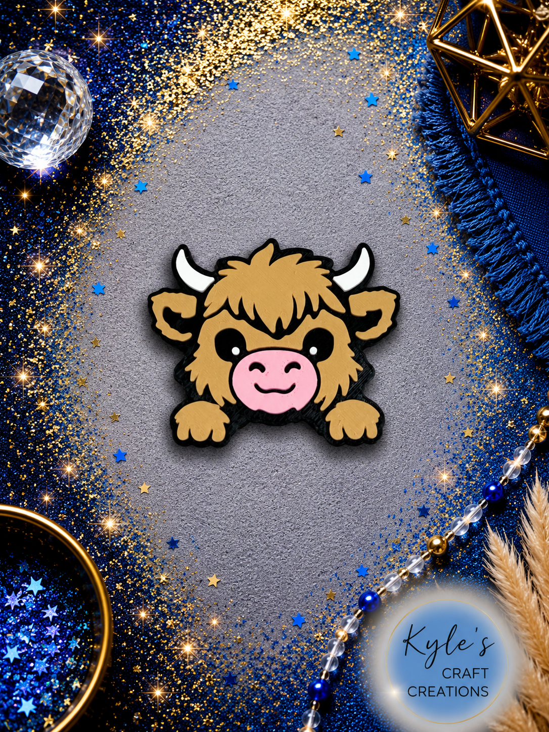Highland Cow Straw Topper