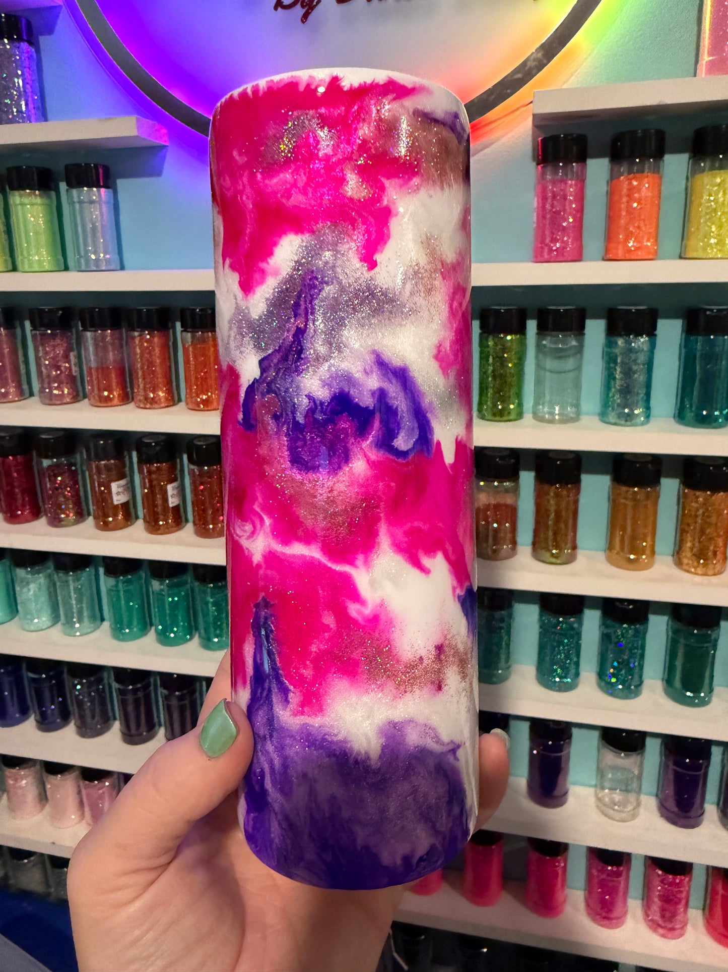 20oz Skinny Duo Hydro Pink & Purple Ink Swirl Tumbler 1.25.26
