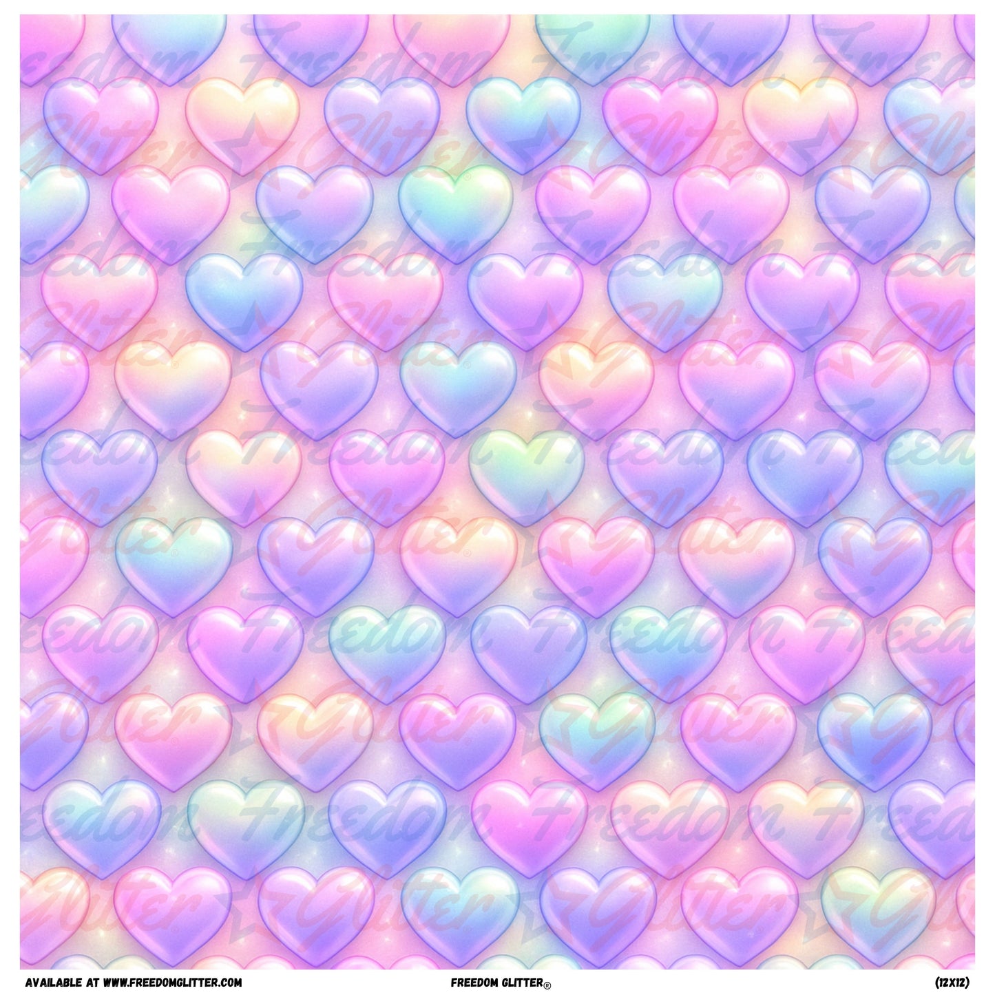 Iridescent Pastel 3D Hearts 1 (Printed Vinyl)