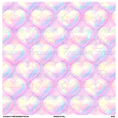 Iridescent Pastel 3D Hearts 2 (Printed Vinyl)