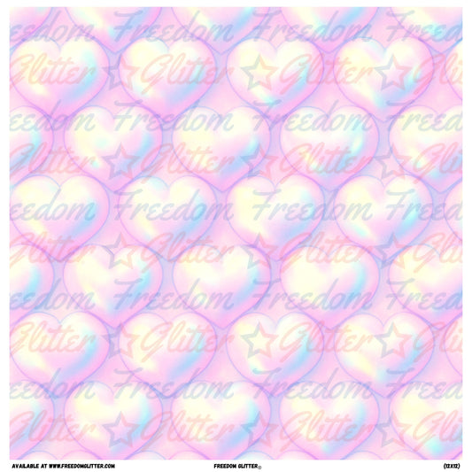 Iridescent Pastel 3D Hearts 2 (Printed Vinyl)