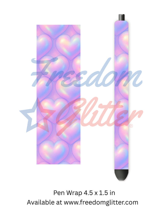 Iridescent Pastel 3D Hearts 1 (Printed Vinyl)