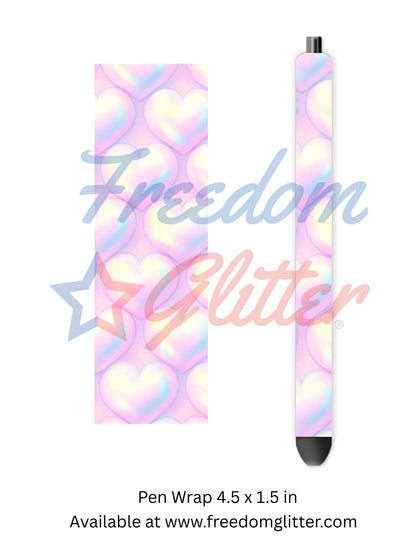 Iridescent Pastel 3D Hearts 2 (Printed Vinyl)