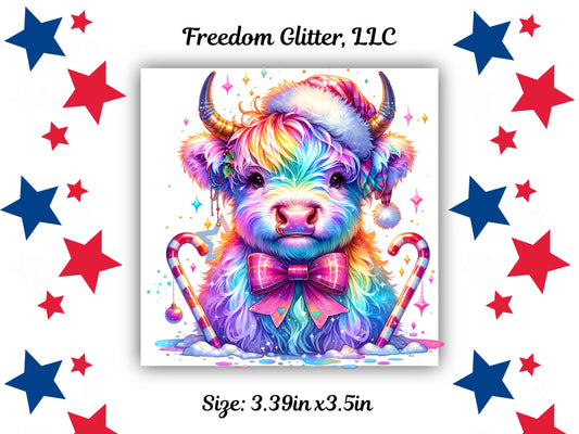 Iridescent Rainbow Highland Cow Decal (UVDTF)
