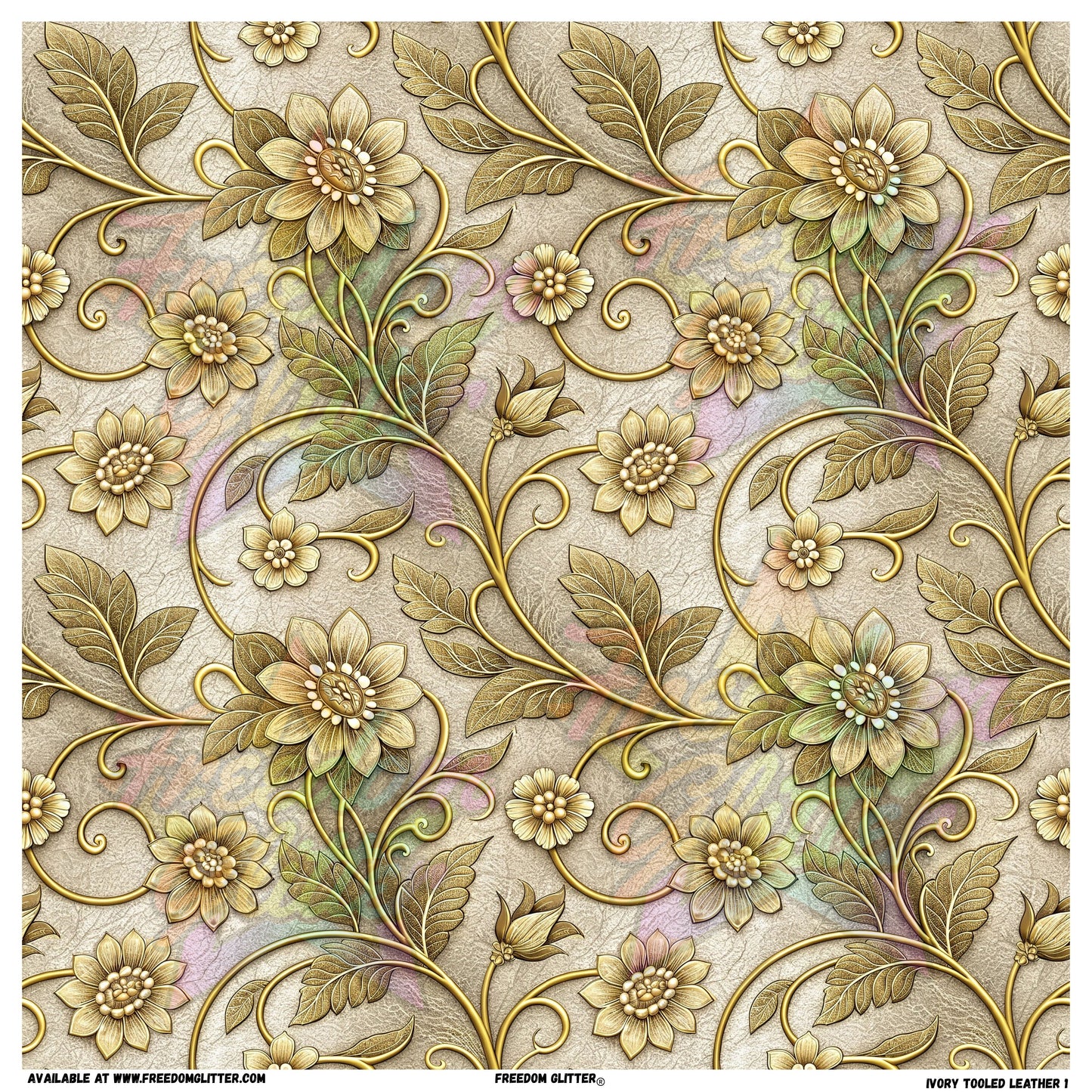 Ivory Tooled Leather 1 (Printed Vinyl)