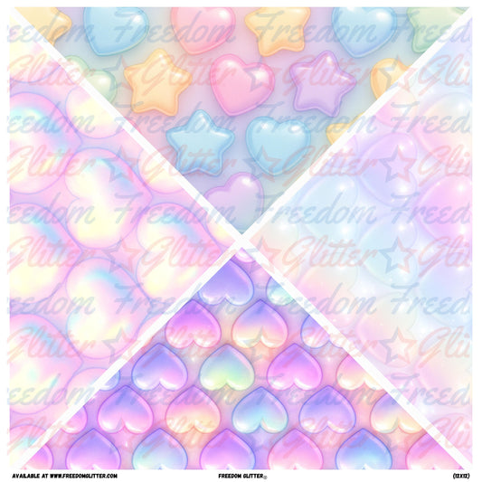 Kawaii Hearts Mixed Triangles (Printed Vinyl)