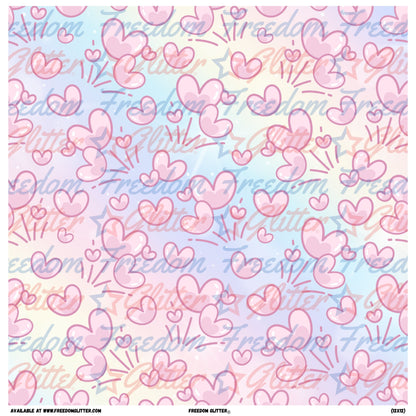 Kawaii Pastel Rainbow Doodle Hearts (Printed Vinyl)