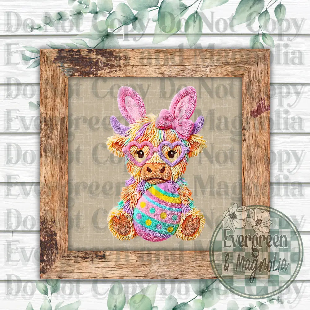 Latch hook easter highland cow