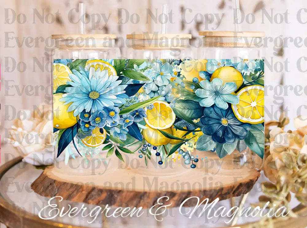 Lemons & Blue flowers