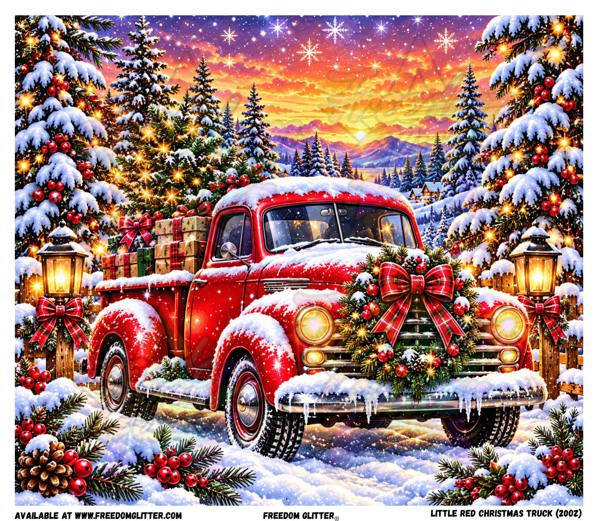 Little Red Christmas Truck Tumbler Wrap (Printed Vinyl)