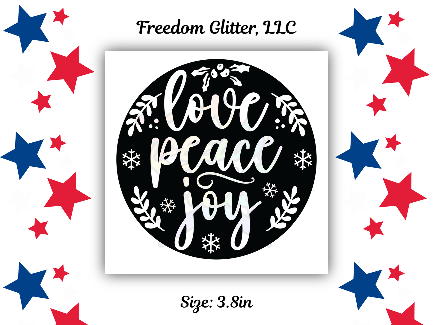 Love Peace Joy 2 UVDTF Transfer – 3.8" Ornament Design