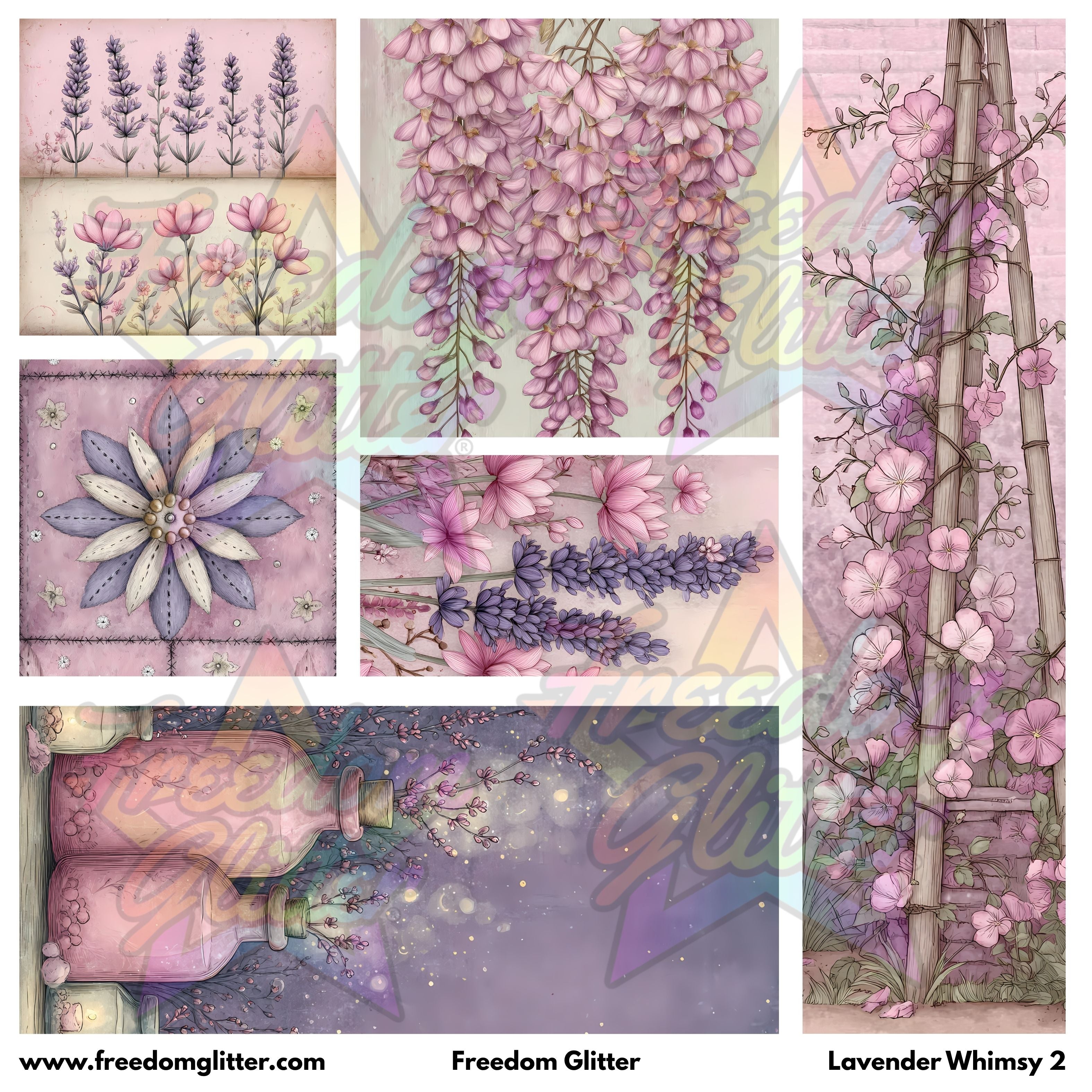 Mixed Image Sheet - Lavender Whimsy 2 (Printed Vinyl) – Freedom Glitter