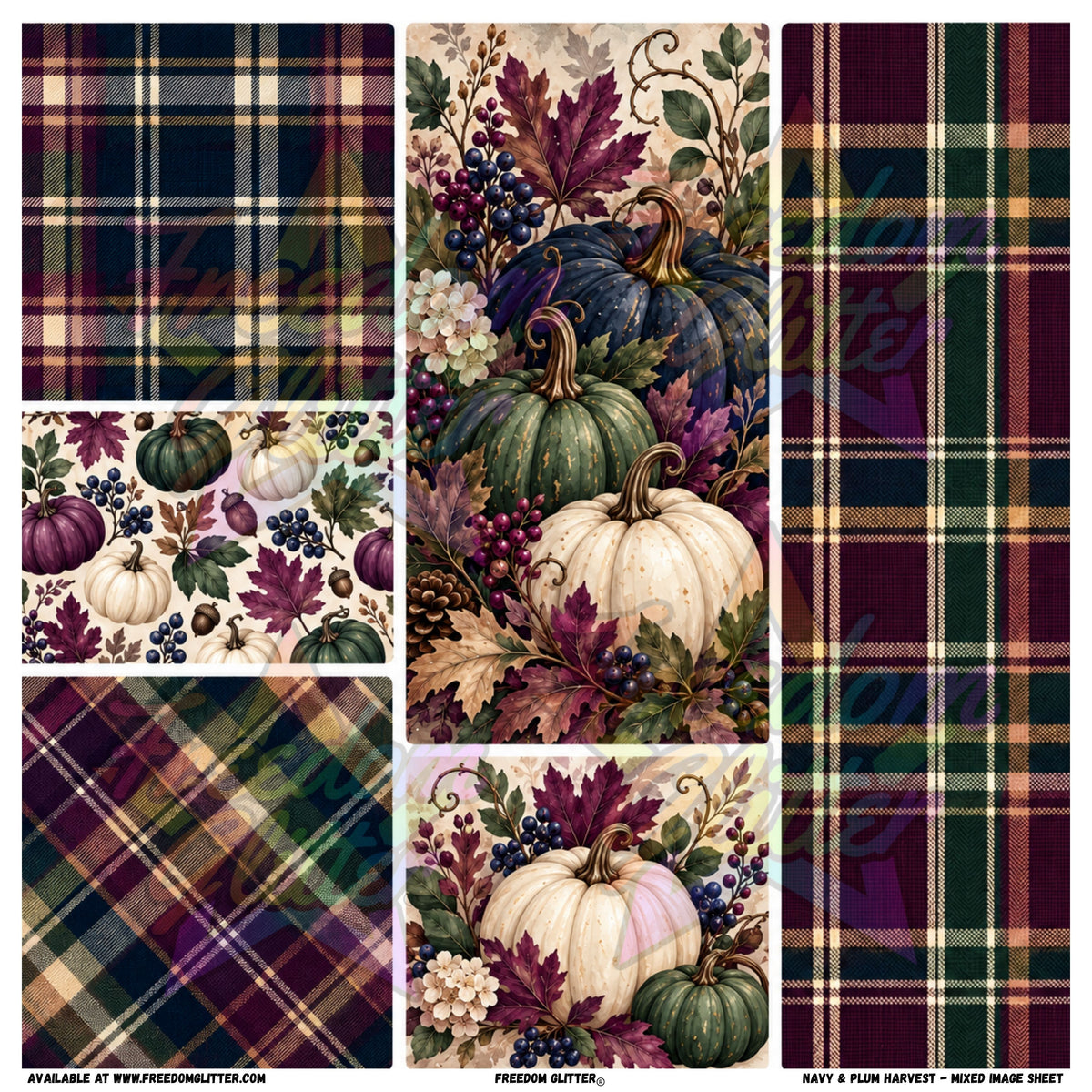 Mixed Image Sheet - Navy & Plum Harvest (Printed Vinyl)