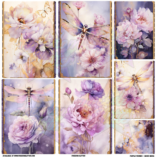 Mixed Image Sheet - Purple Peonies (Printed Vinyl)