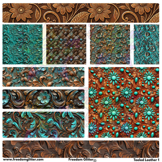 Mixed Image Sheet - Tooled Leather 1 (Printed Vinyl)