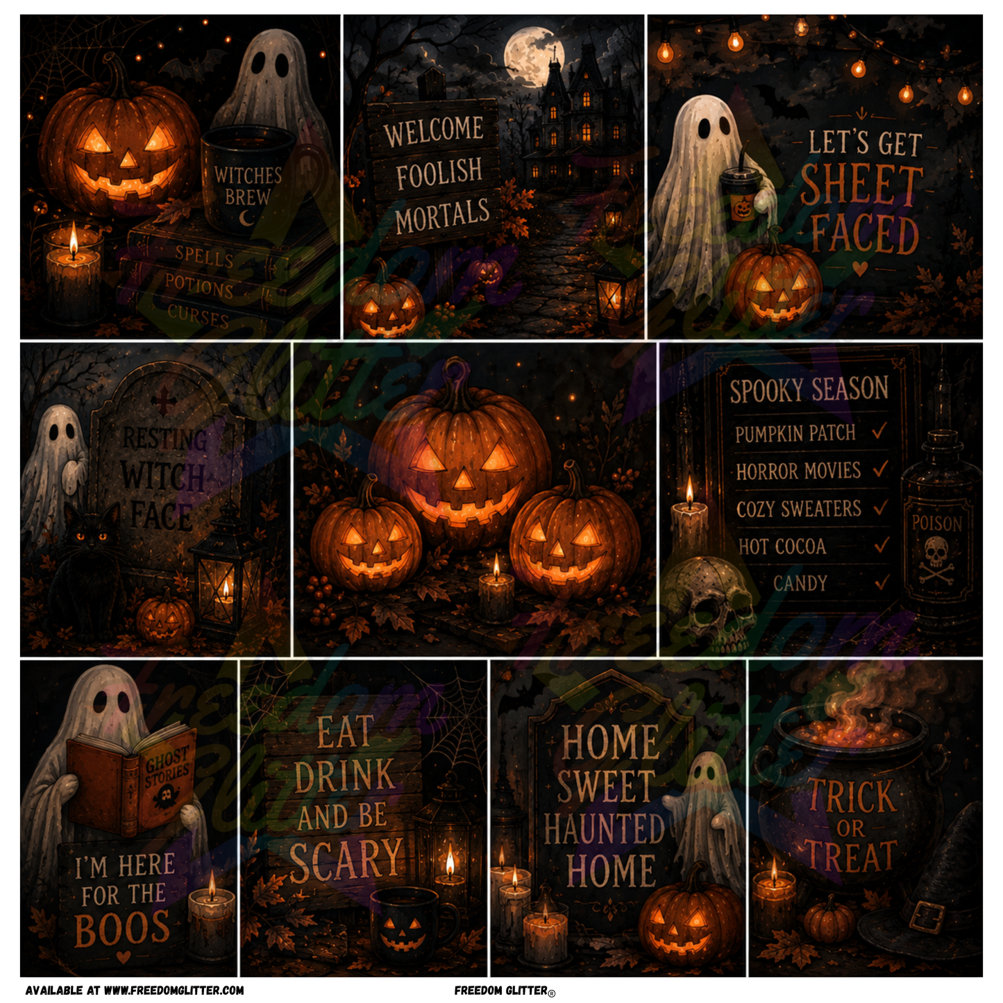 Mixed Image - Spooky Ghosts & Jack O Lanterns (Printed Vinyl)