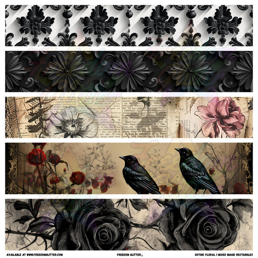 Gothic Floral 1 - Mixed Image Rectangles (Printed Vinyl)