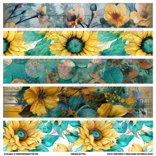Rustic Sunflowers 2 - Mixed Image Rectangles (Printed Vinyl)