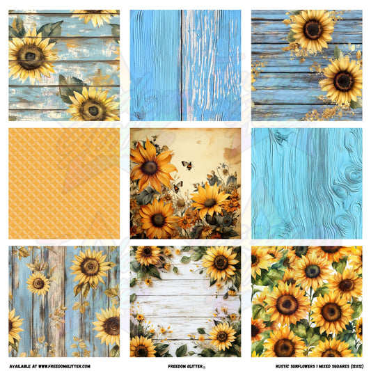 Mixed Squares - Rustic Sunflowers 1 (Printed Vinyl)