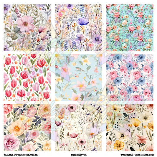 Mixed Squares - Spring Floral 1 (Printed Vinyl)