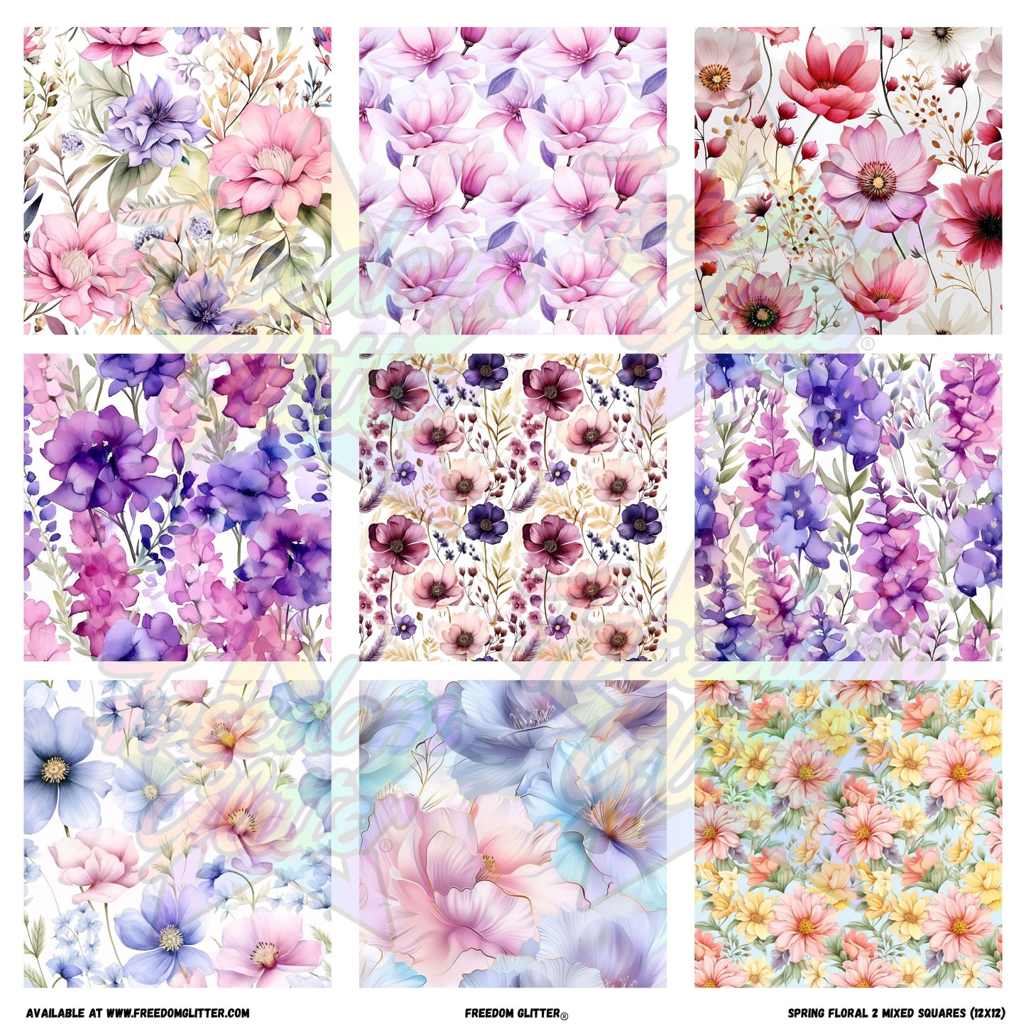 Mixed Squares - Spring Floral 2 (Printed Vinyl)