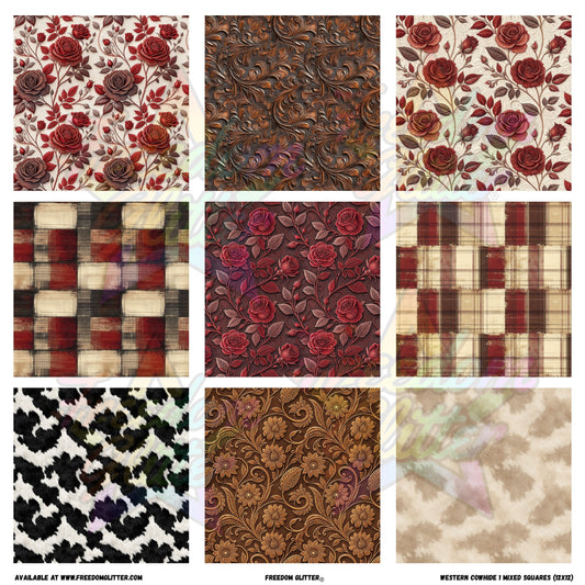 Mixed Squares - Western Cowhide 1 (Printed Vinyl)