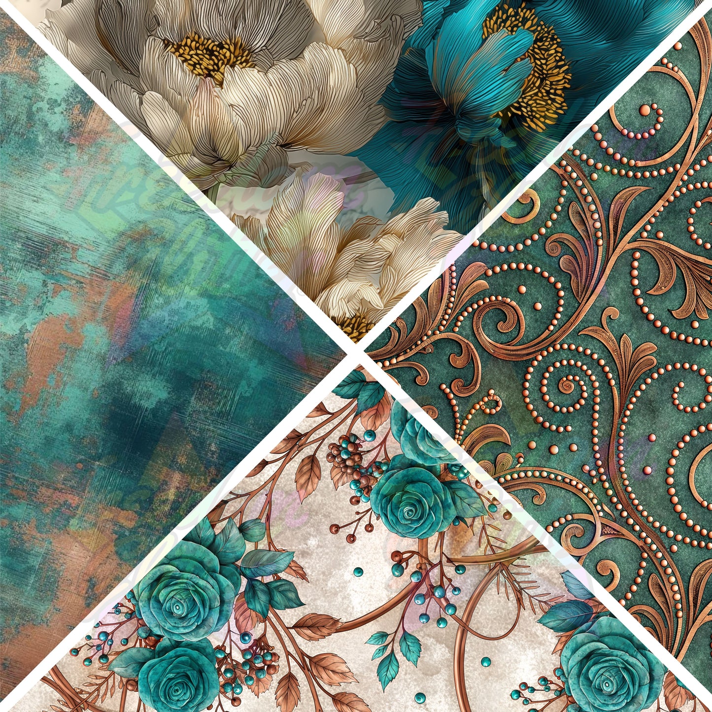 Mixed Triangles - Rustic Floral 1 (Printed Vinyl)