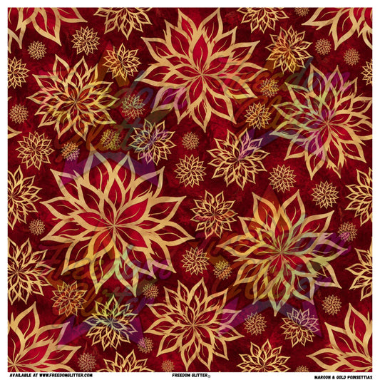 Maroon & Gold Poinsettias (Printed Vinyl)
