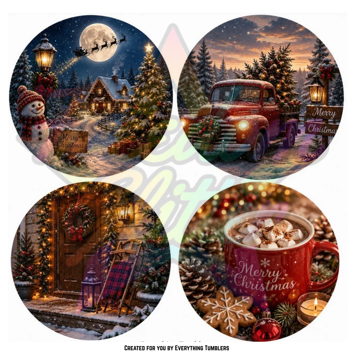 Merry Christmas 4 Circles (Printed Vinyl)