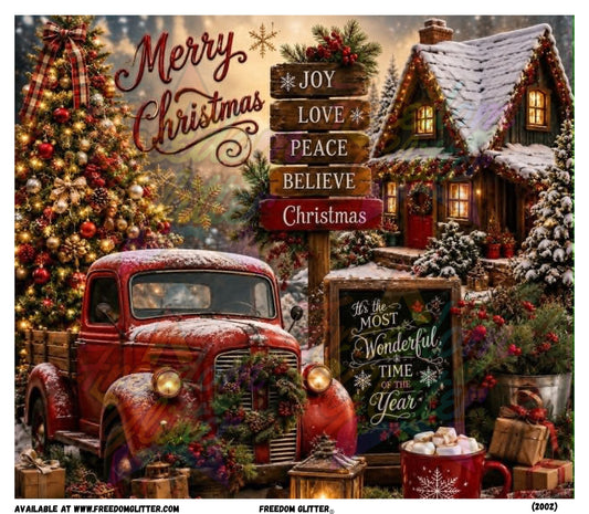 Merry Christmas Red Truck (Printed Vinyl)