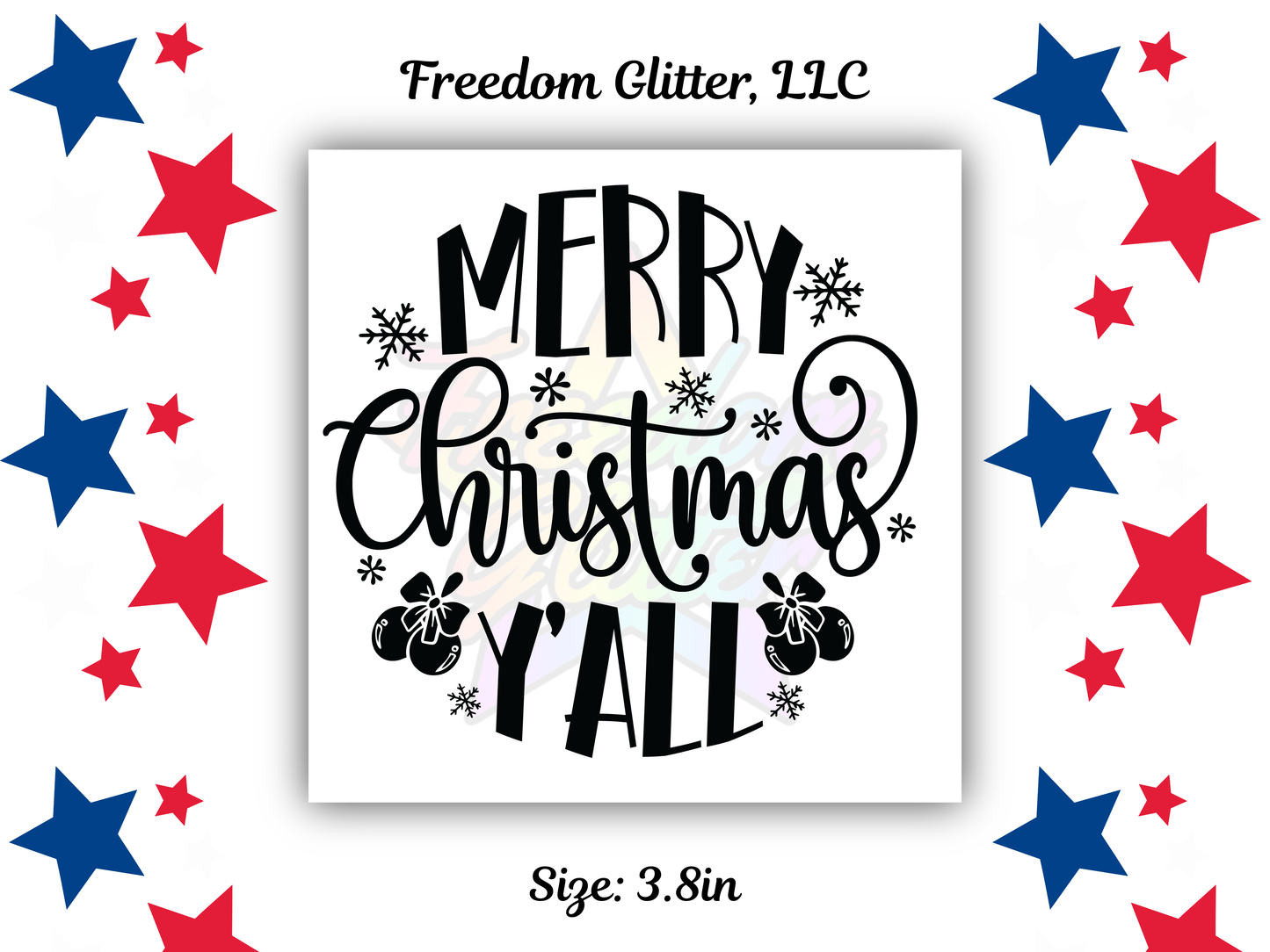Merry Christmas Y'all UVDTF Transfer – 3.8" Ornament Design