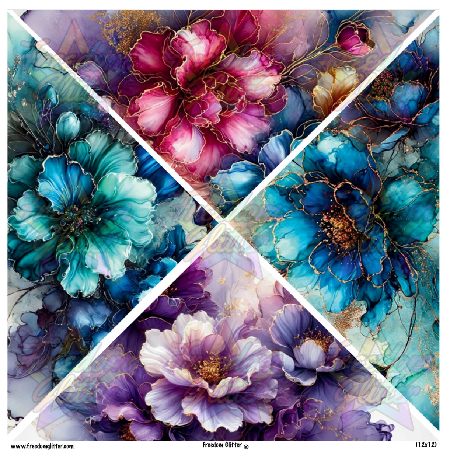 Mixed Triangles - Watercolor Floral (Printed Vinyl)