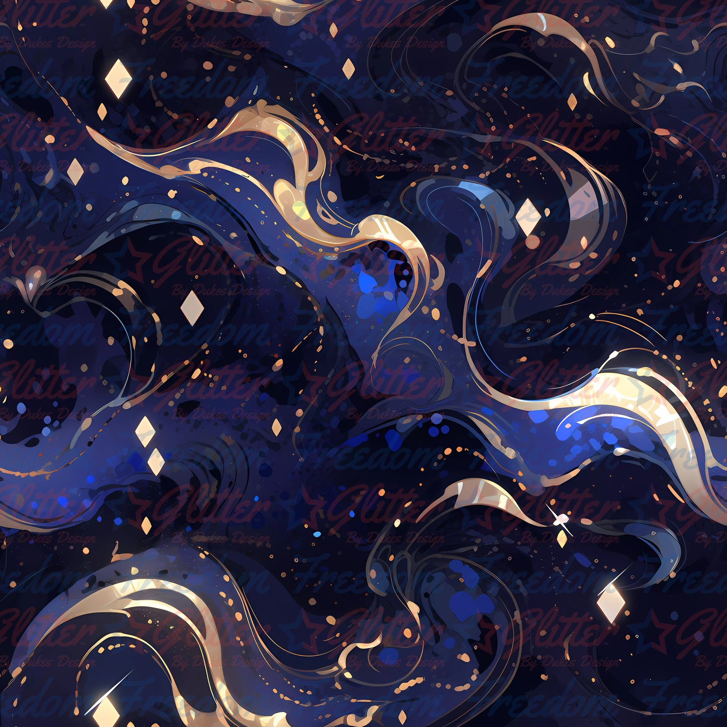 Navy & Gold Abstract 4 (Printed Vinyl)