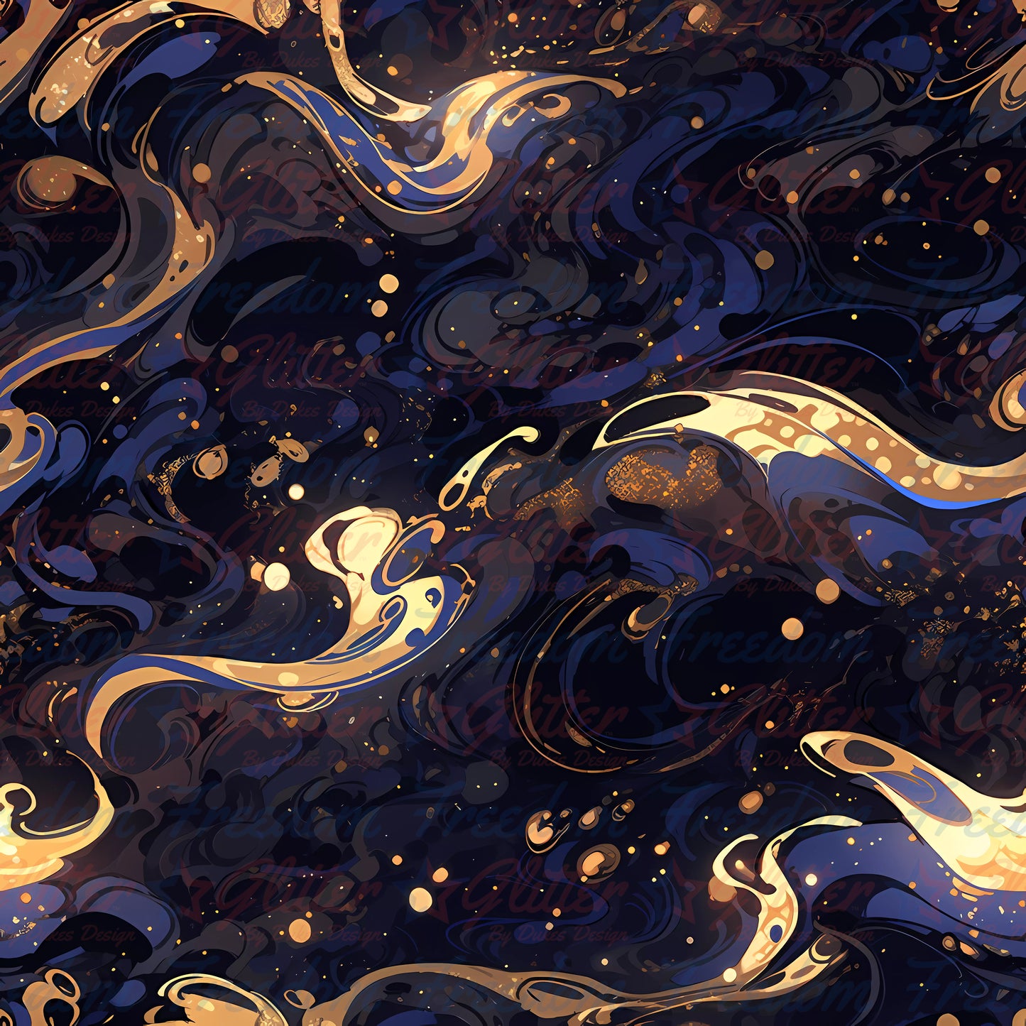 Navy & Gold Abstract 9 (Printed Vinyl)