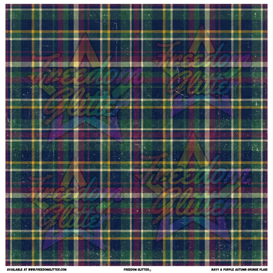 Navy & Purple Autumn Grunge Plaid (Printed Vinyl)