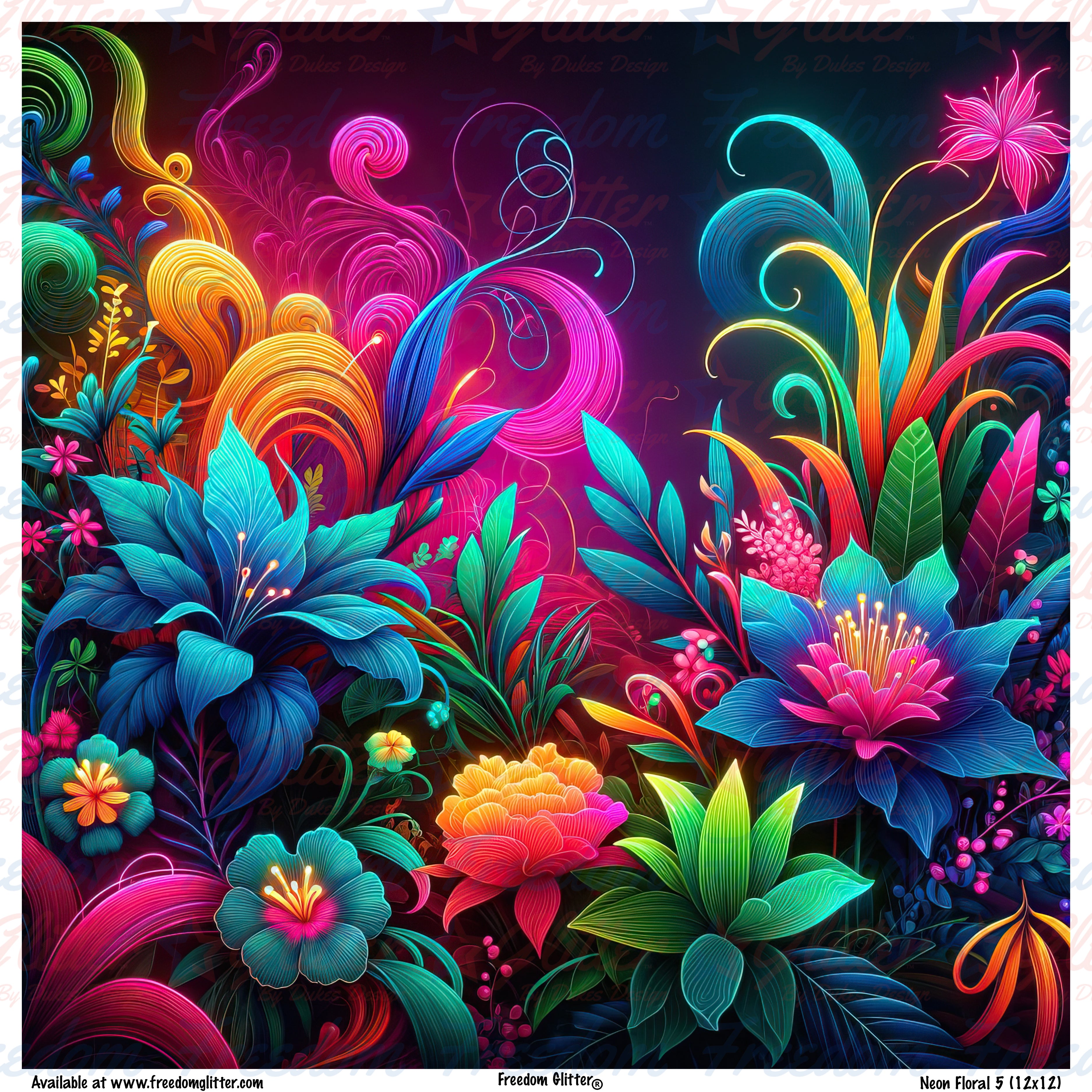 Neon Floral 5 (Printed Vinyl) – Freedom Glitter